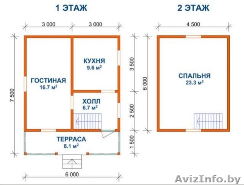 Дом из бруса Марсель 6х7,5 сруб с установкой Молодечненский район - Изображение #3, Объявление #1618466
